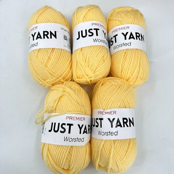 Premier Just Yarn Worsted Canary Yellow #4 Medium 2 oz  5 Skeins - Picture 1 of 4